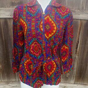 Vtg. 1960's Limited Ed. Ship N' Shore Psychedelic Cotton Paisley Top Belt 34